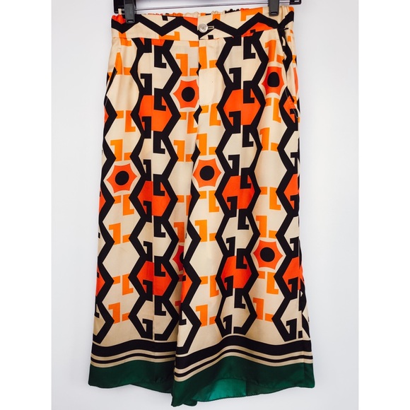 Gucci Printed Silk-Twill Culottes Wide Leg GG 36 - Picture 9 of 16